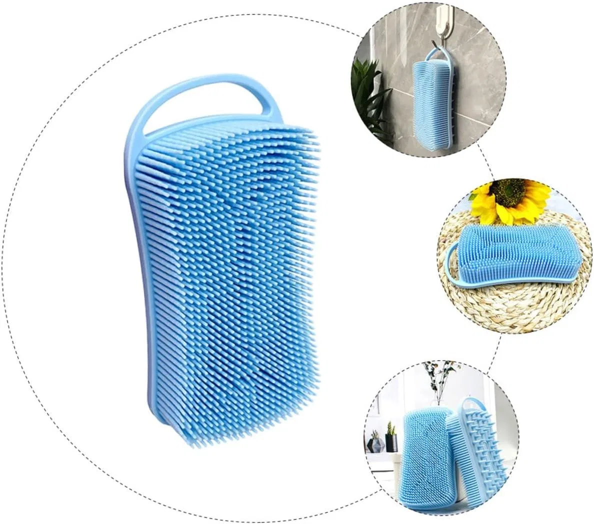 Щетка для душа силиконовая, STOBAZA, 1 шт, 14.1x7x3.7 см, Blue — фото 3