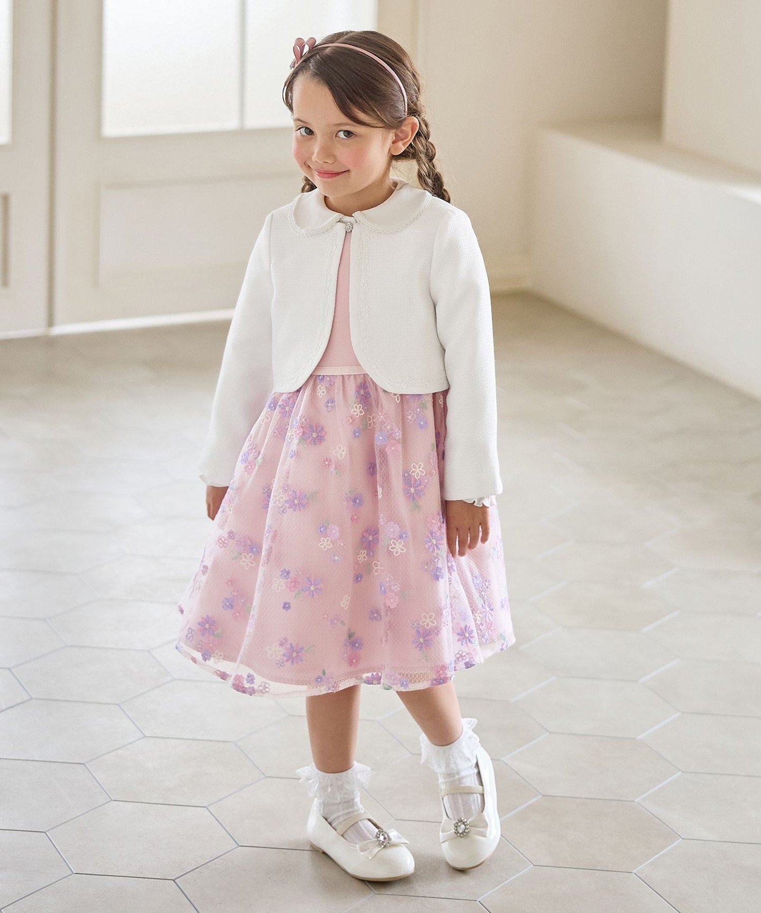 Платье с цветочной вышивкой ANY KIDS, Pink [012] — фото 3