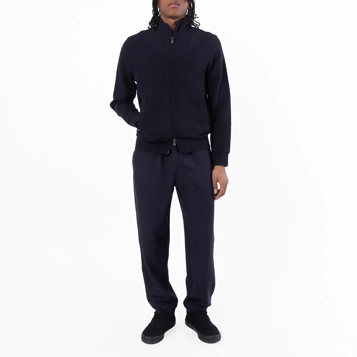 Свитшот с вафельной текстурой и полной застежкой-молнией Emporio Armani, Iconico 0920 Blu Navy Ea — фото 4