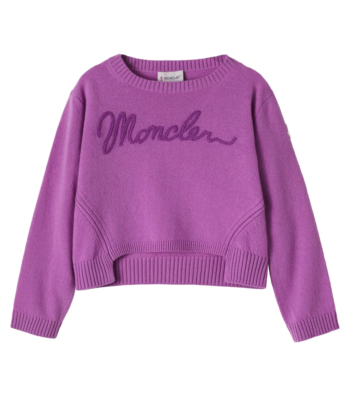 Свитер из шерсти и кашемира с логотипом Moncler Enfant, фиолетовый