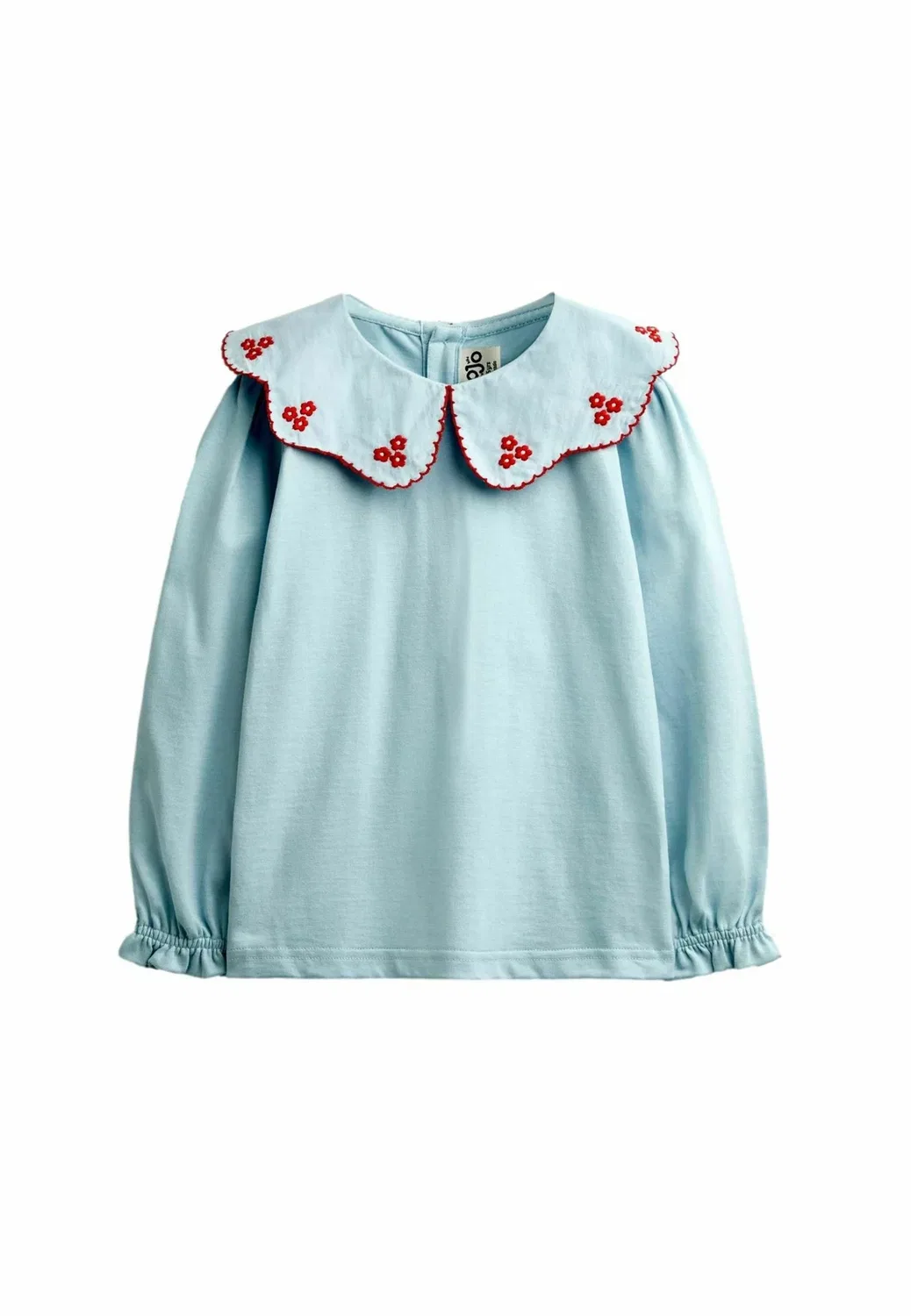 Топ с вышитым воротником - топ с длинными рукавами Jojo Maman Bébé, Light Blue Flowers