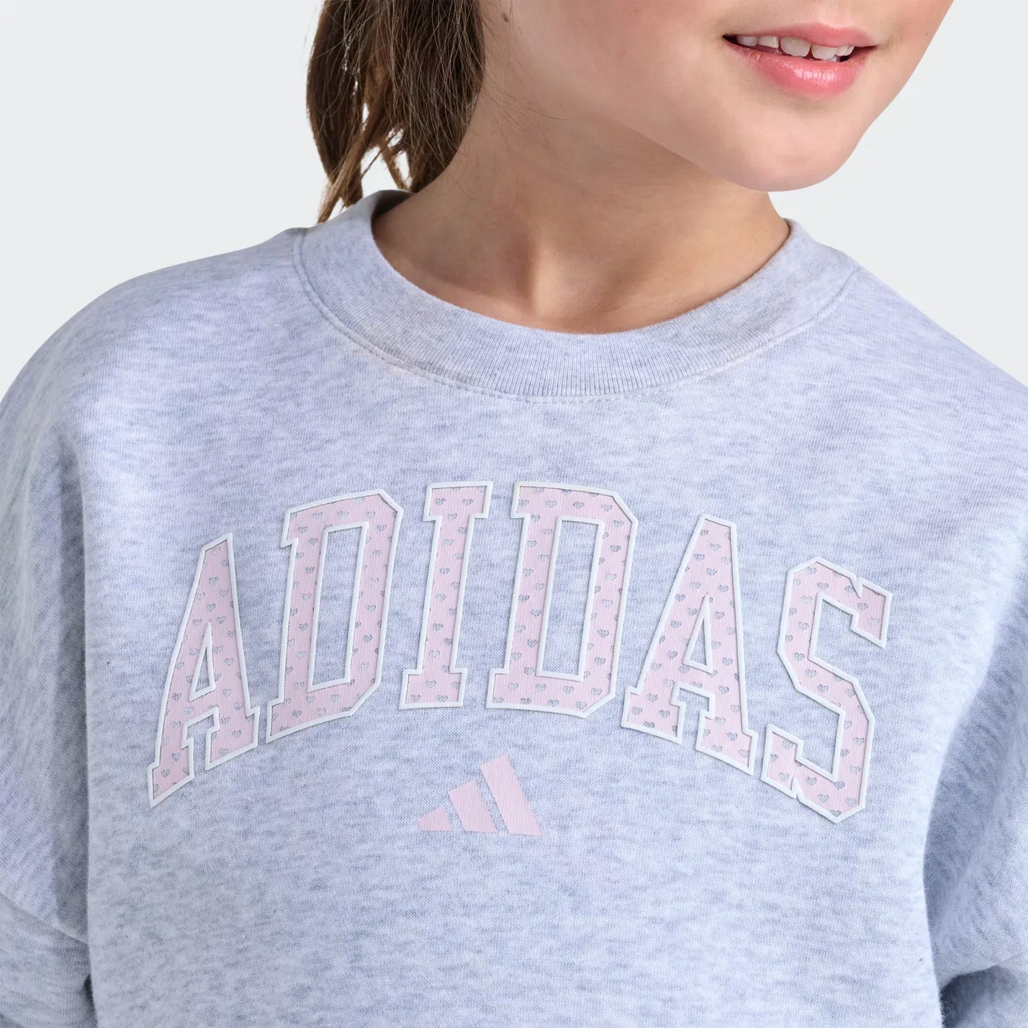 Детский комплект из 2 предметов с длинным рукавом, пуловер и брюки клеш, Adidas Sportswear, серый меланж — фото 4