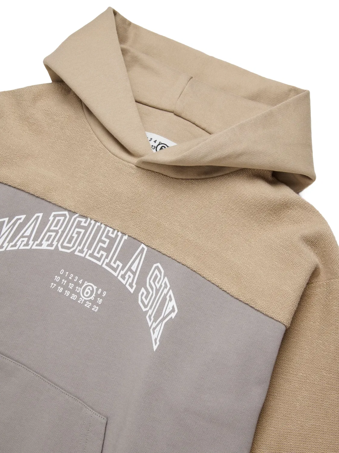 Худи с цветным блоком MM6 Maison Margiela, серый — фото 2