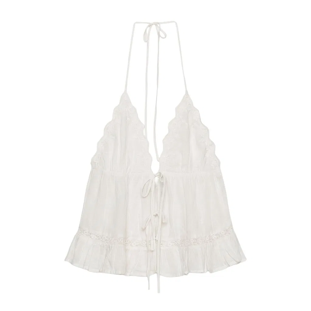 Женская майка на бретелях белая ZARA, White
