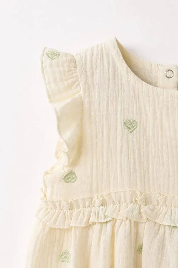 Детский комбинезон из муслина с принтом Heart Lumino Kids, Green — фото 3