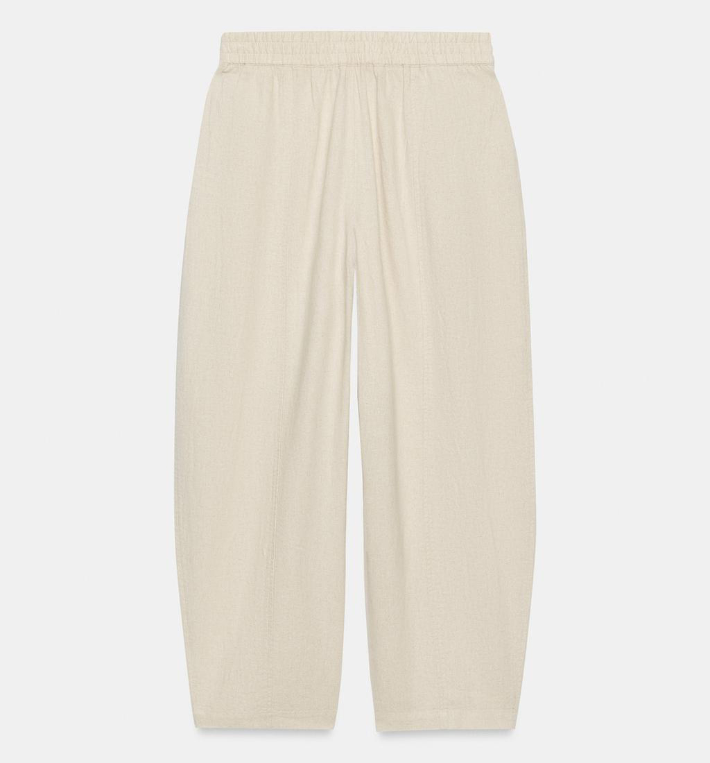 Брюки Zara Barrel Linen Blend, бежевый — фото 2