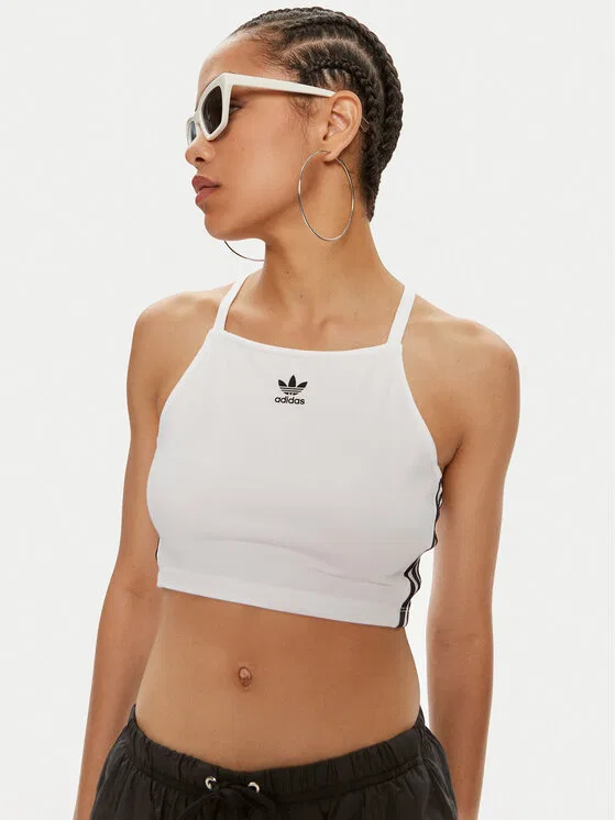 Топ slim fit adicolor 3-Stripes Adidas, белый — фото 4
