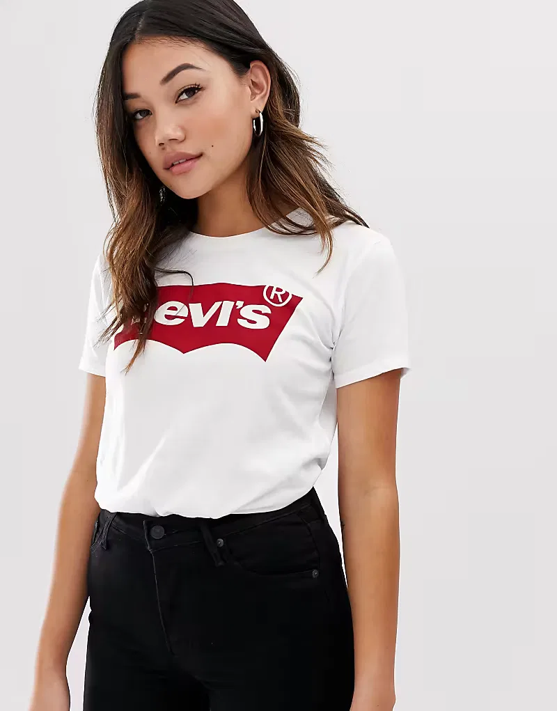 Рубашка Levi's с логотипом "летучая мышь" в бело-красном цвете