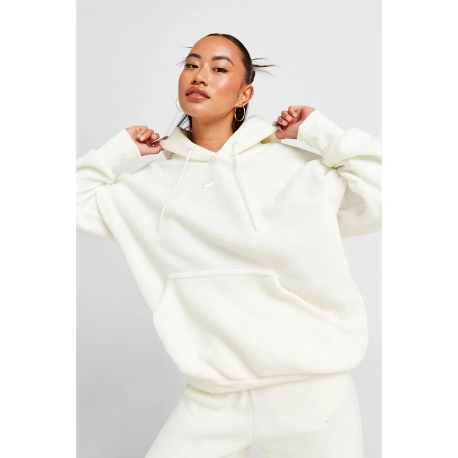 Женский худи с капюшоном и молнией Sportswear Plush Hoodie Stone Oversize Nike, Кремовый