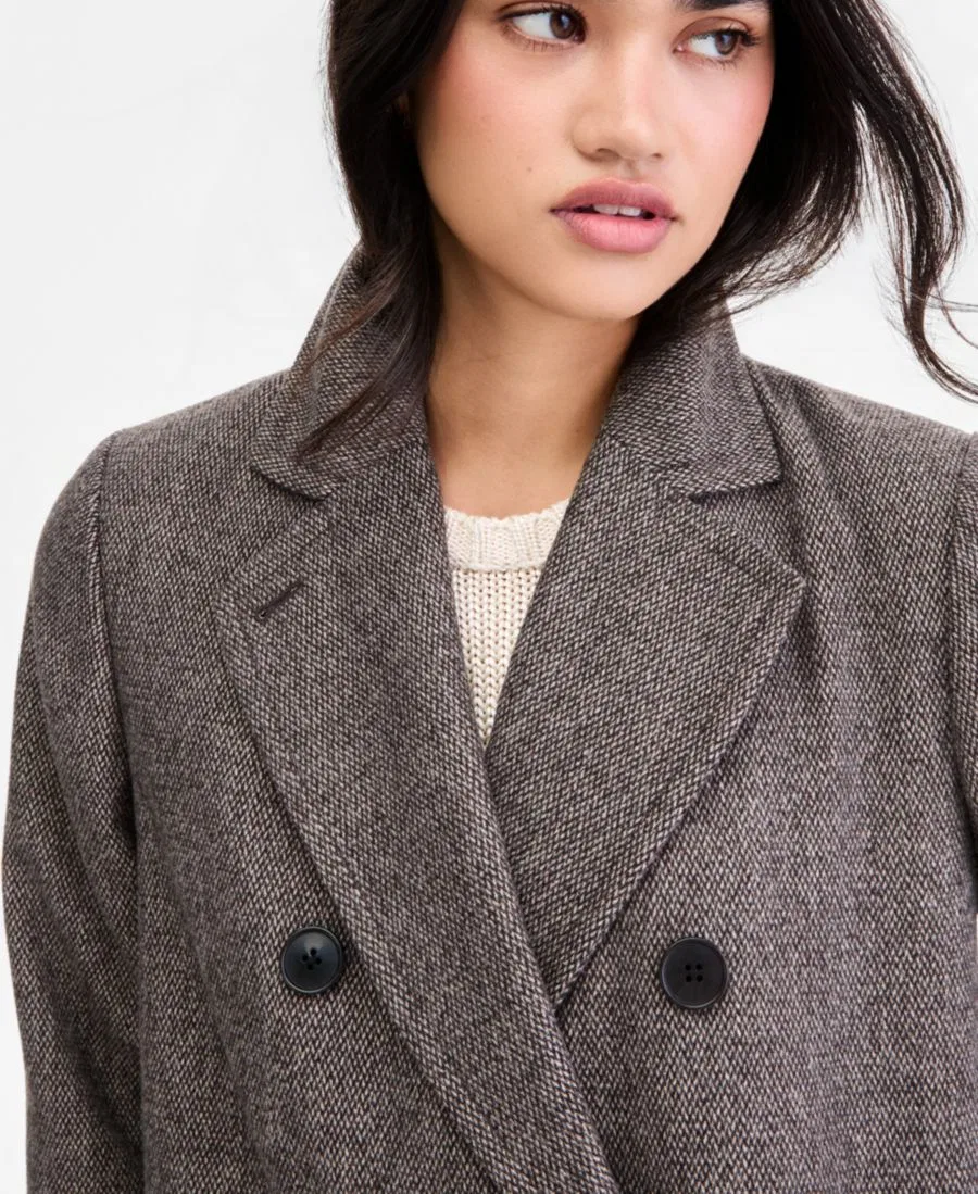 Пальто двубортное Women's Double-Breasted Pea Coat Calvin Klein, Birdseye Woven — фото 4