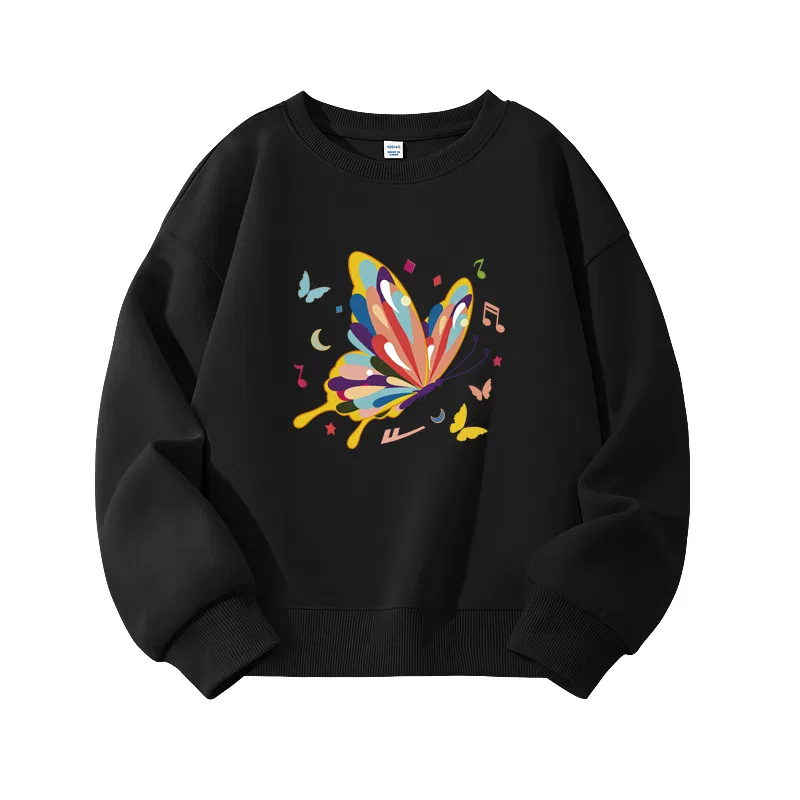 Детский свитшот с принтом Black Multicolor Butterfly WARRIOR