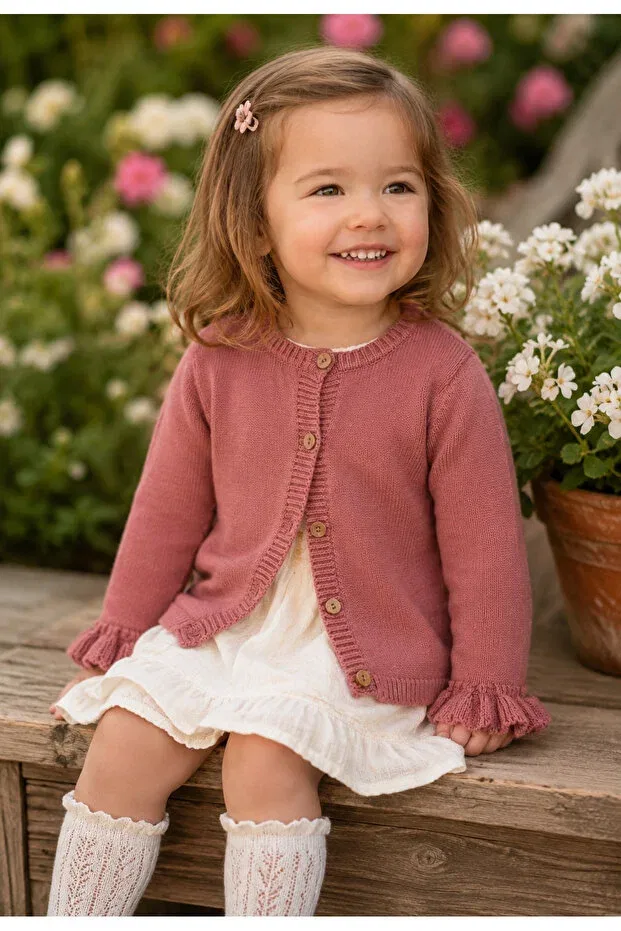 Детский кардиган для девочек органический хлопковый L L Louiou Baby Gifts, Rose Dry