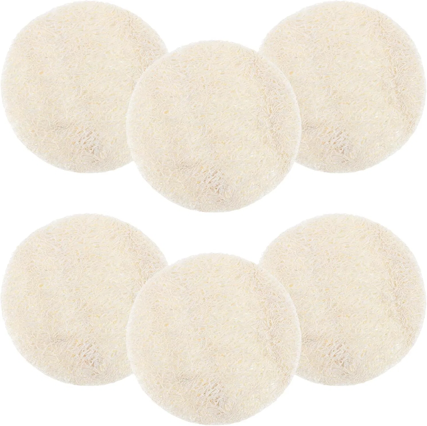 Круглые спонжи для умывания из люфы, 6 шт, BATHVEVE, 5.5x5.5x0.3 см, Beige