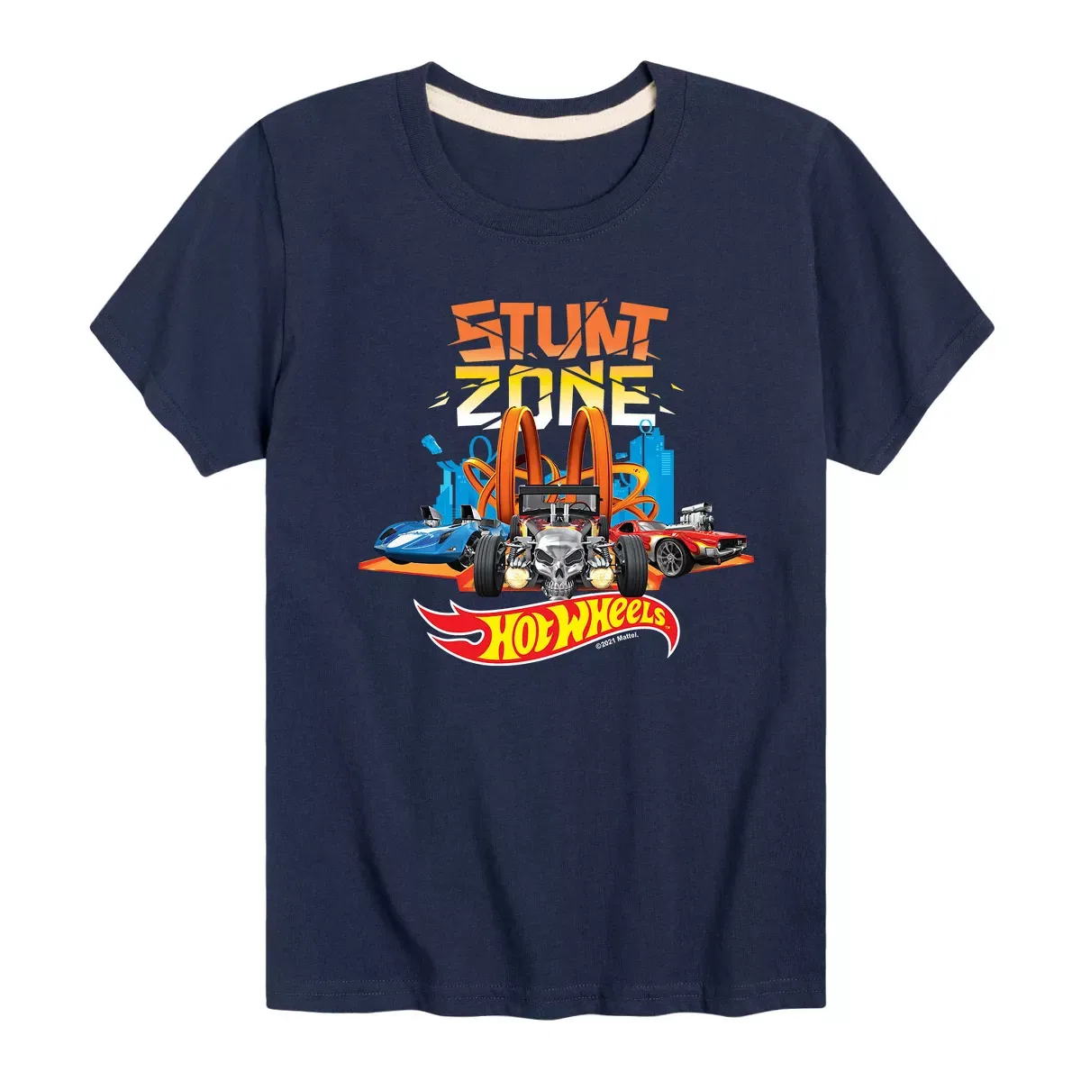 Детская футболка с принтом Hot Wheels Stunt Zone Bonecrusher Hot Wheels, Navy