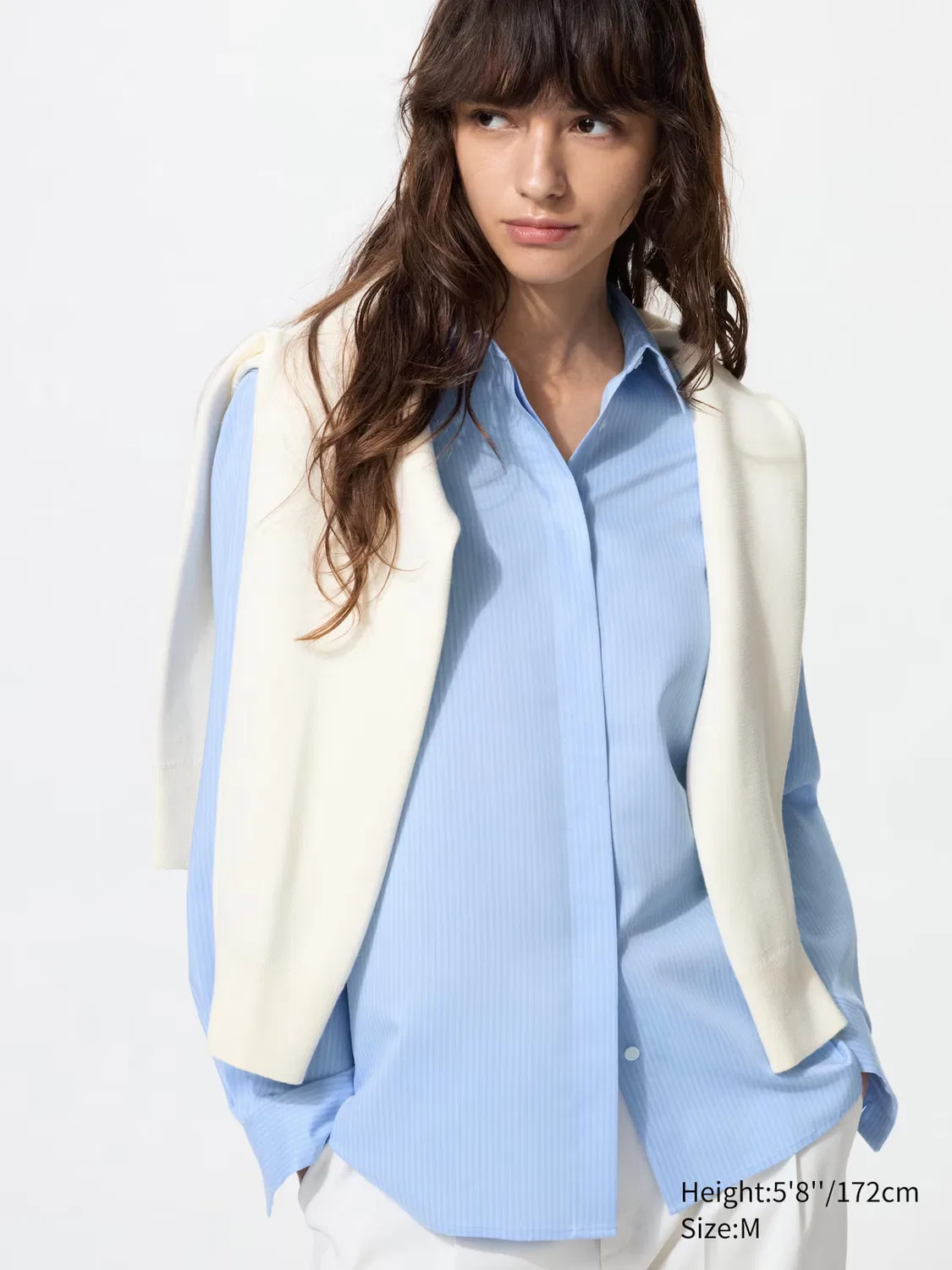 Блузка Uniqlo в полоску, из вискозы, синий