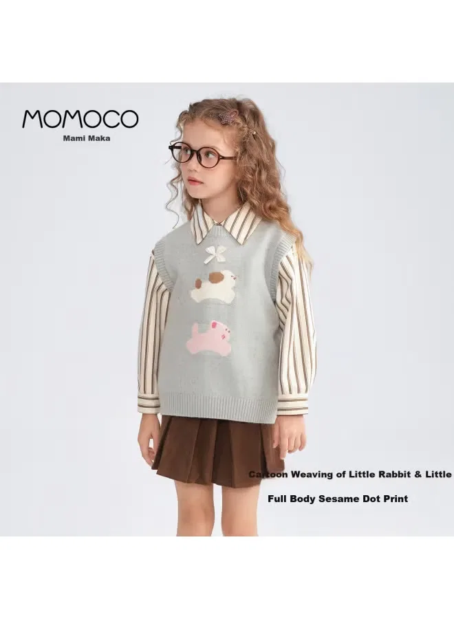 Жилет вязаный с принтом щенка Momoco, сине-зеленый