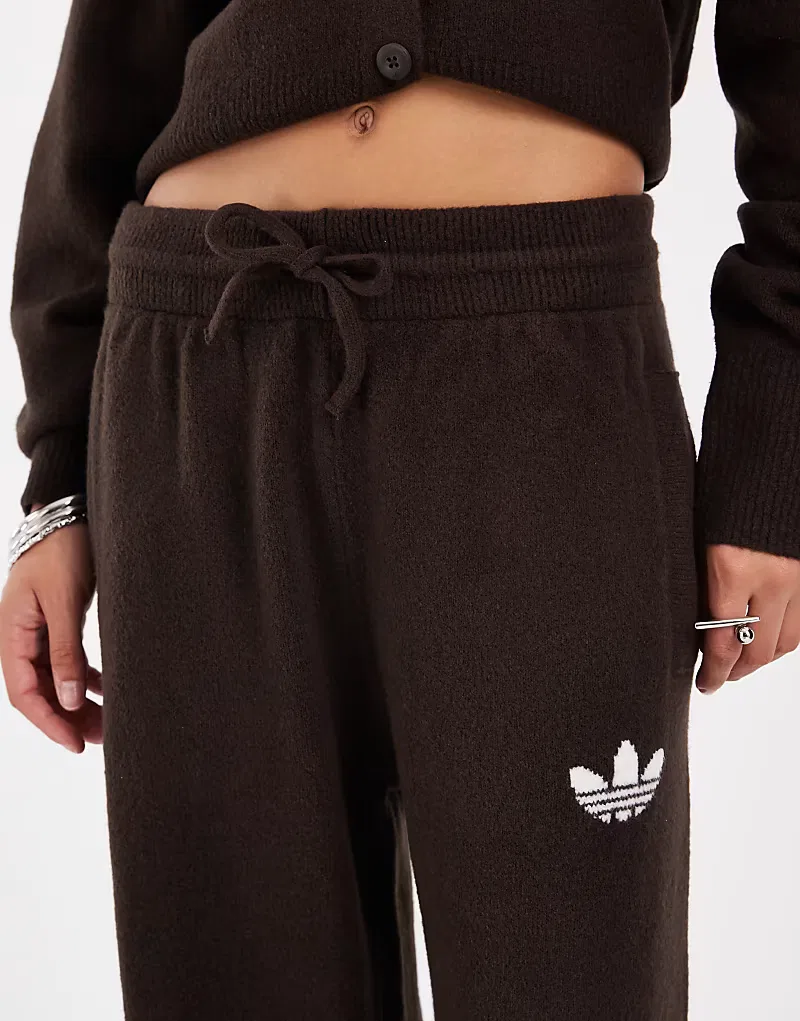 Вязаные брюки Adidas Originals, коричневый — фото 4
