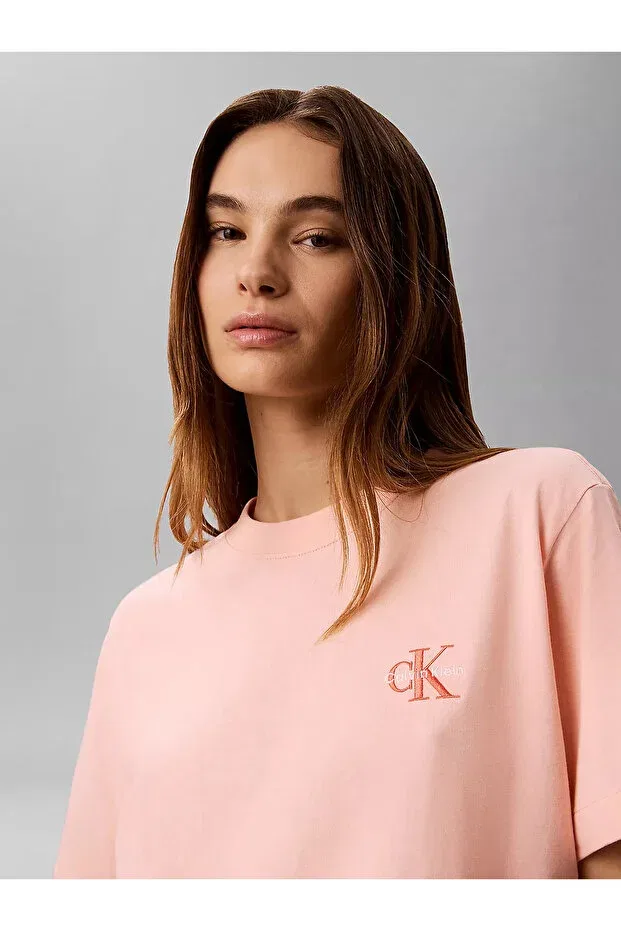 Женская футболка хлопковая с принтом Calvin Klein, Pink — фото 2