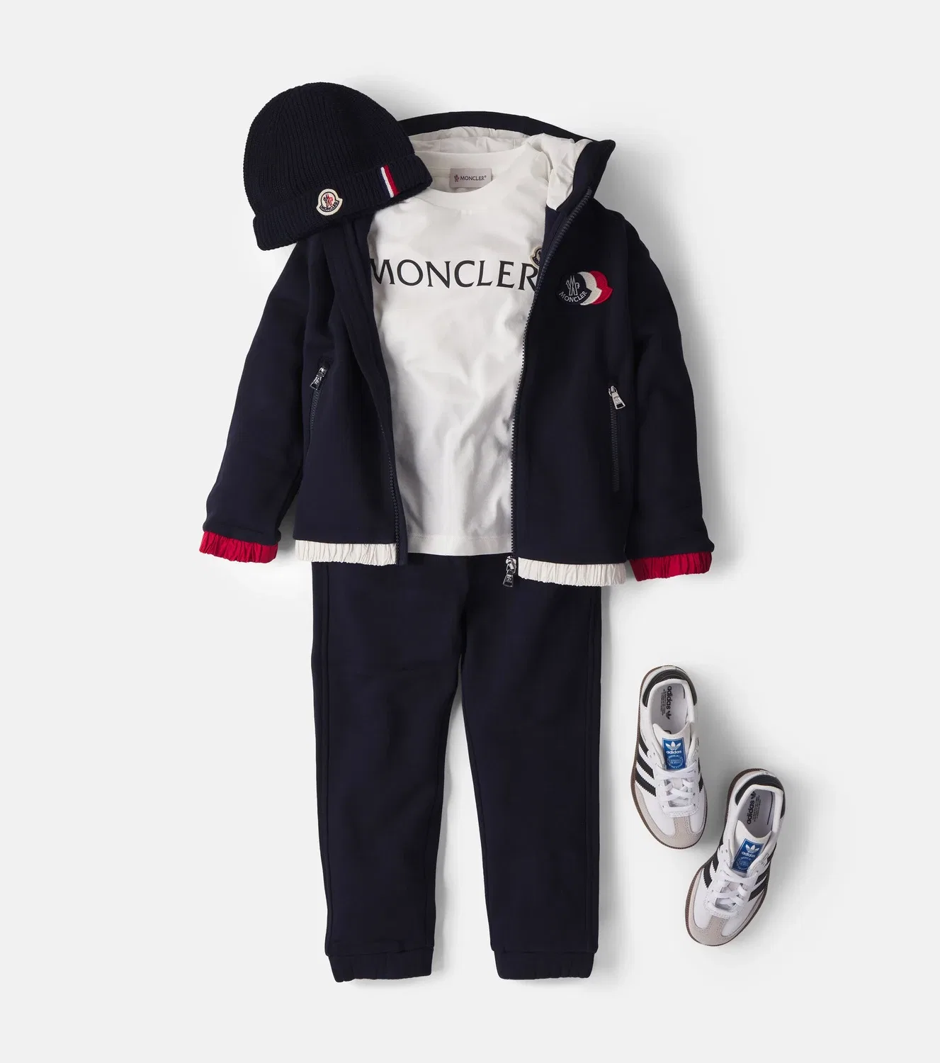Комплект из толстовки и спортивных брюк из хлопкового джерси Moncler Enfant, синий — фото 2
