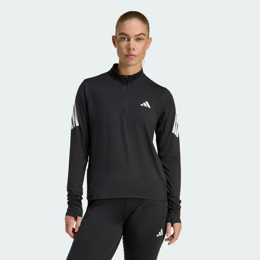 Спортивная кофта с молнией adidas Performance JZ5149 ADI365 Iconic Running 1/2 Zip Jumper, Черный
