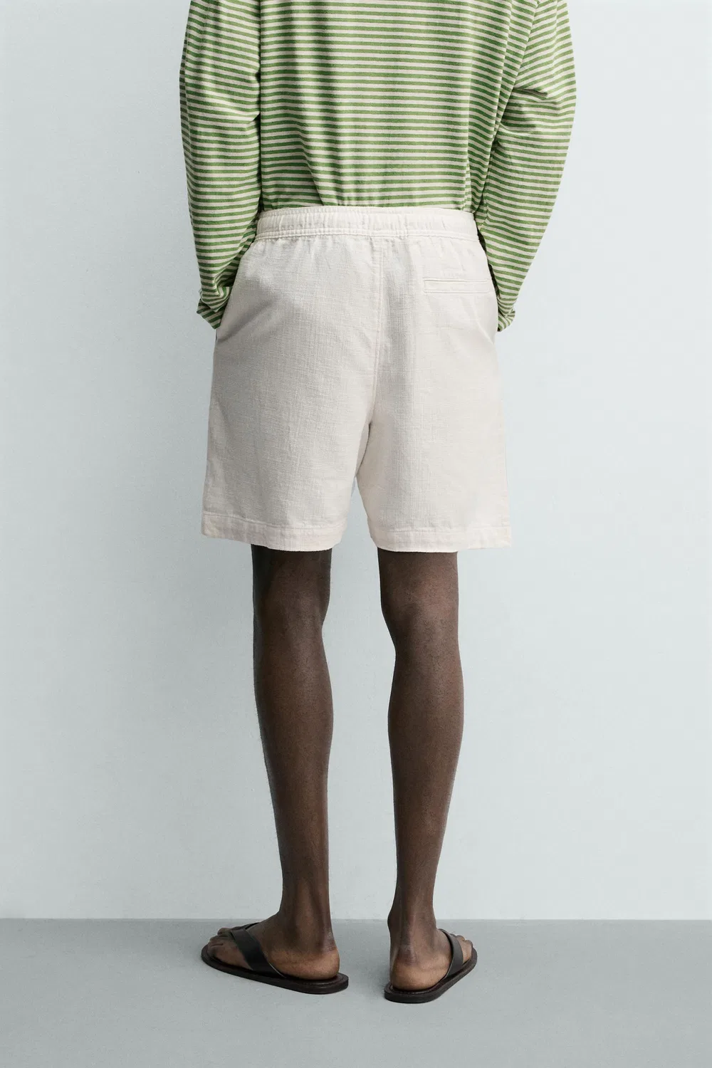 Текстурированные бермудские шорты стандартного кроя ZARA, Oyster-White — фото 3