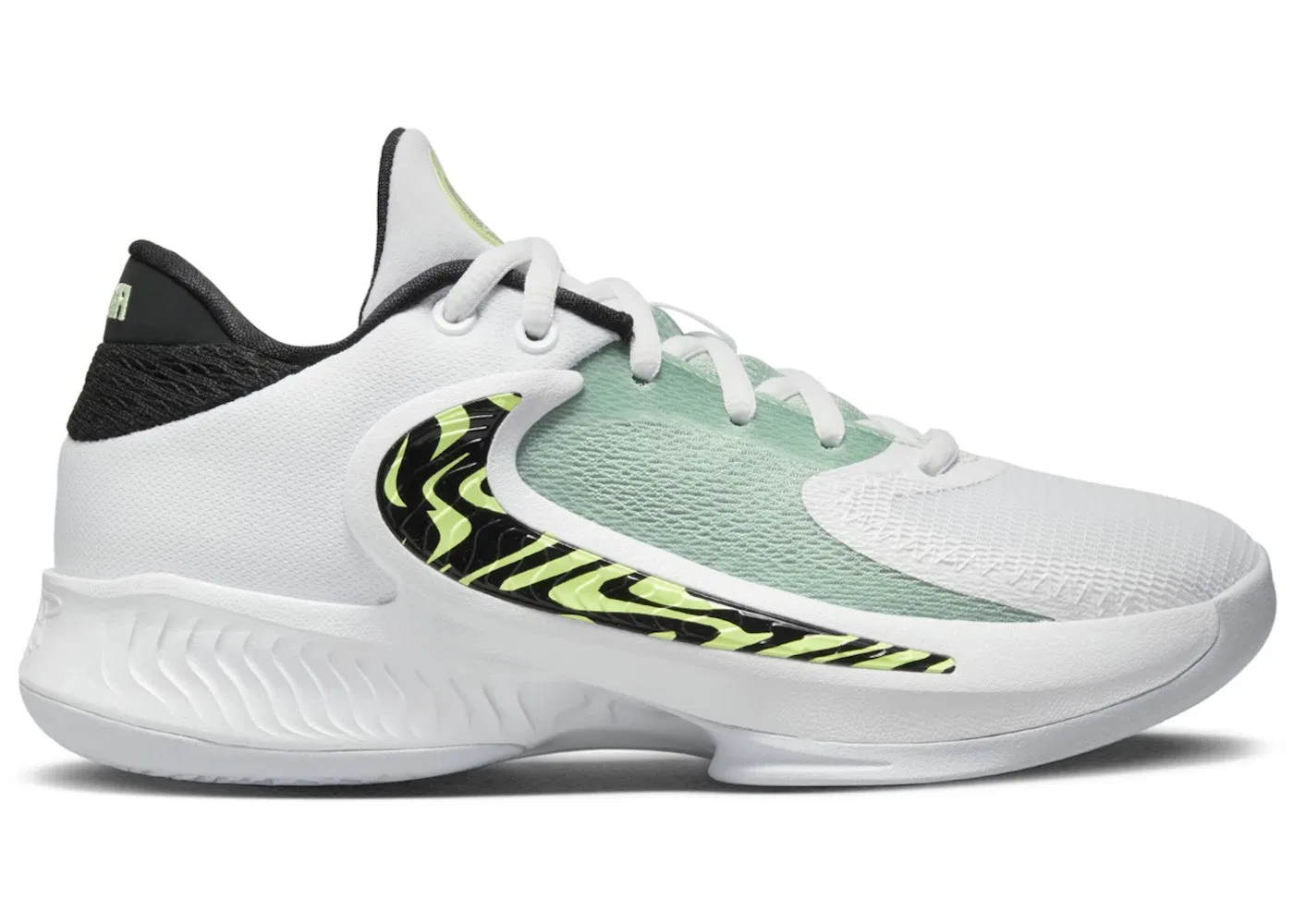 Детские кроссовки для баскетбола Nike Zoom Freak 4 Greek Coastline, White/Black/Barely Volt