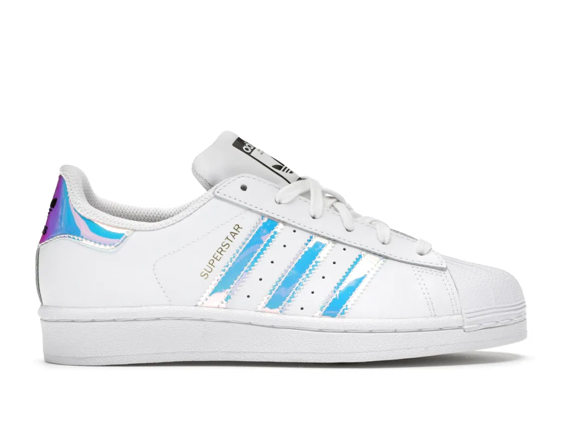 Детские кроссовки с перламутровым блеском Adidas Superstar, White/White/Silver Metallic