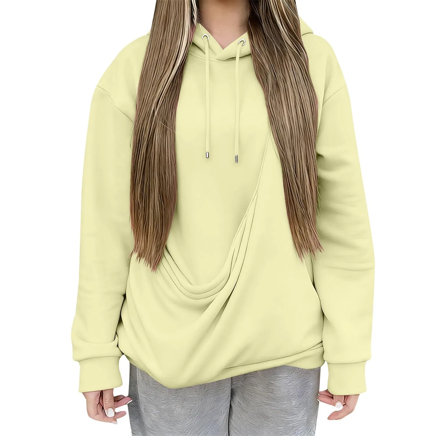 Женский худи с карманом-кенгуру Cat Hoodie, dark khaki — фото 4