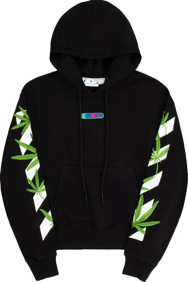 

Худи Off-White Weed Arrows Over Hoodie 'Black/Green', черный