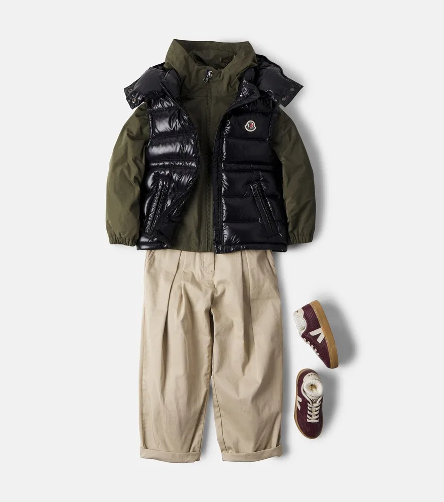 Стеганый пуховый жилет Ania Moncler Enfant, черный — фото 2