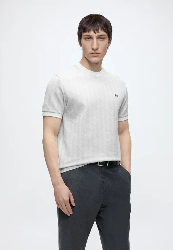 Футболка Lacoste, Белая/Серая, Классическая посадка — фото 4