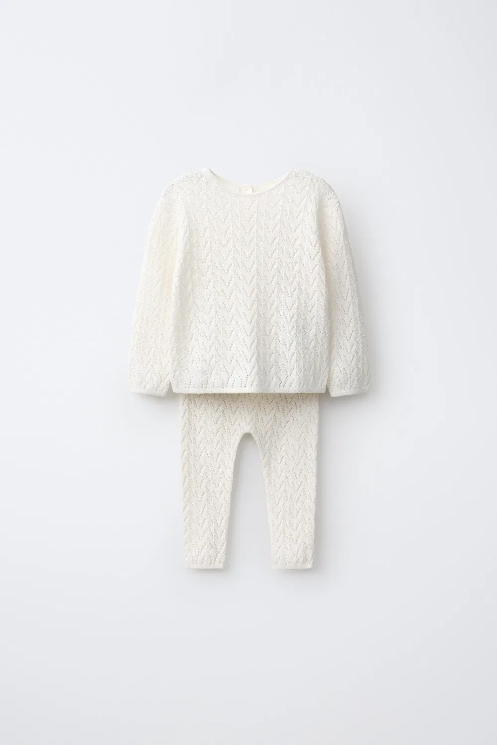 Комплект из джемпера и леггинсов из фактурного хлопка и шелка. ZARA, Ecru