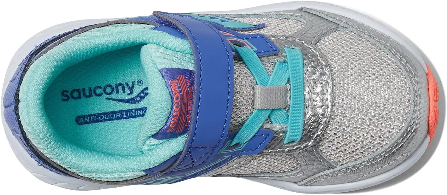 Детские кроссовки для бега Saucony, Silver/Periwinkle/Turquoise — фото 2