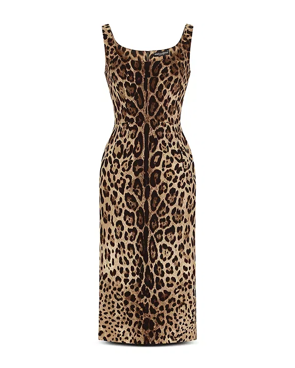 Женское платье с принтом Leopard print charmeuse dress Dolce & Gabbana, Leopard — фото 3