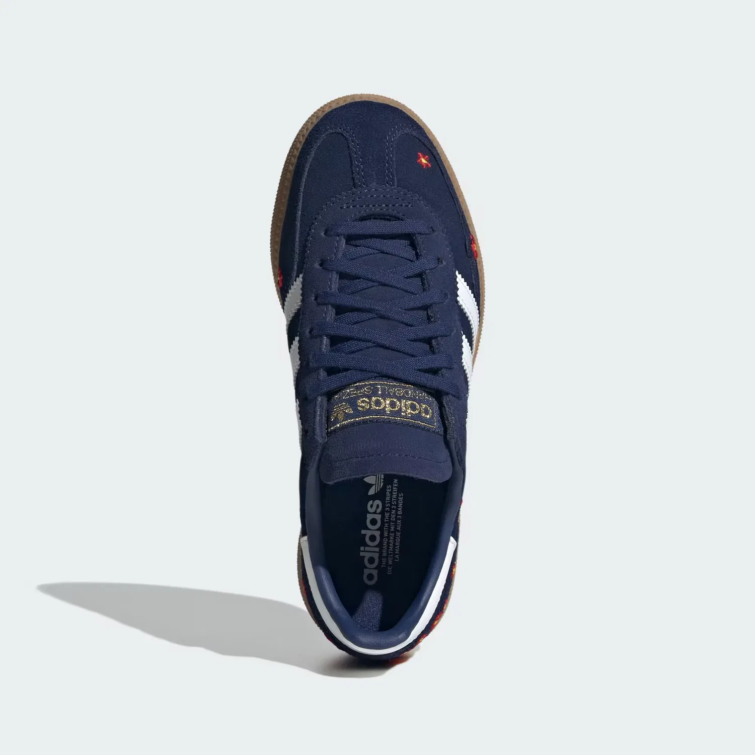 Детские кроссовки с вышитыми цветами Handball Spezial Adidas Originals, темно-синий/белый/медовый — фото 2