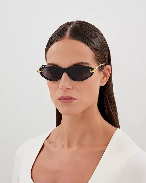 Солнцезащитные очки Knot «кошачий глаз», 56 мм Bottega Veneta, коричневый — фото 2