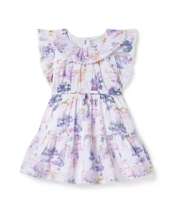 Детское платье для девочек с оборками Countryside Toile Ruffle Dress Janie And Jack, фиолетовый