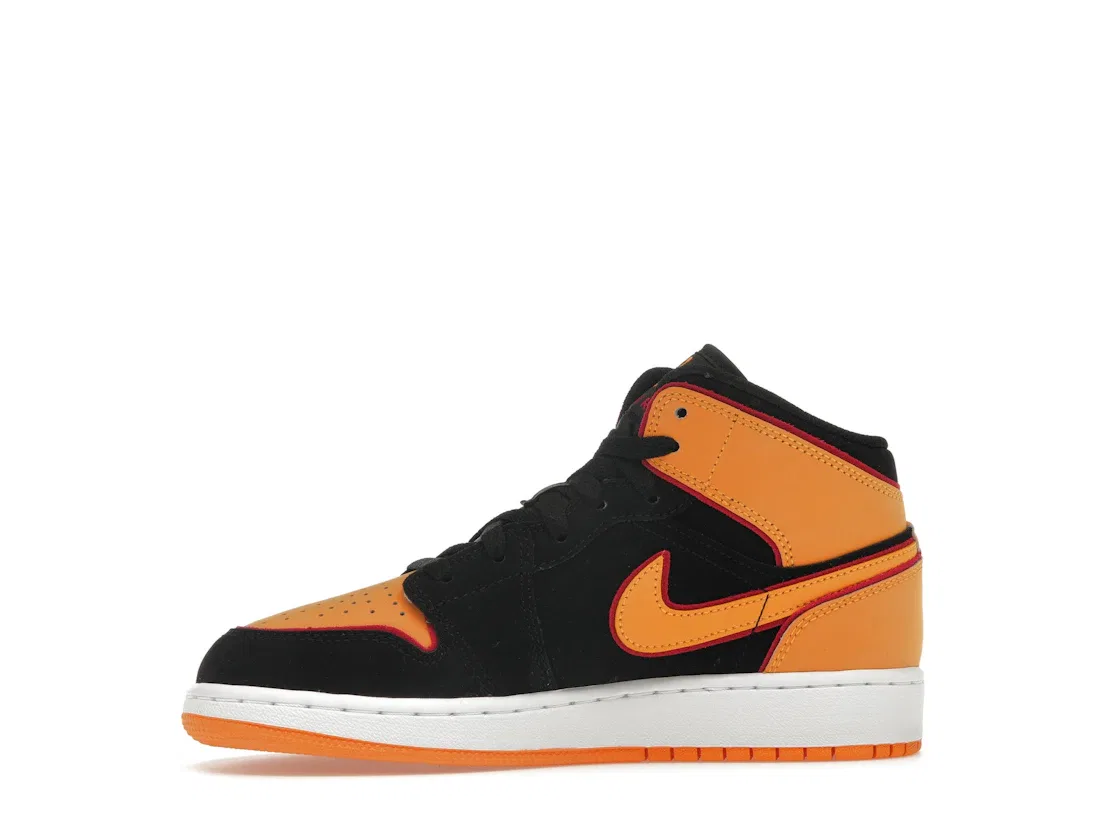 Детские кроссовки для мальчиков и девочек с классическим дизайном Jordan 1 Mid SE Jordan,: Black/Cardinal Red/White/Vivid Orange — фото 3