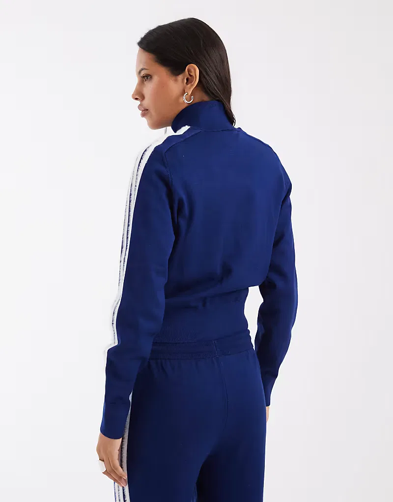 Вязаная спортивная куртка Adidas Originals Firebird, темно-синий — фото 2