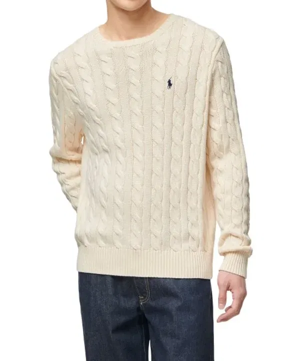 Свитер из хлопка, кабельная вязка, Polo Ralph Lauren, айвори