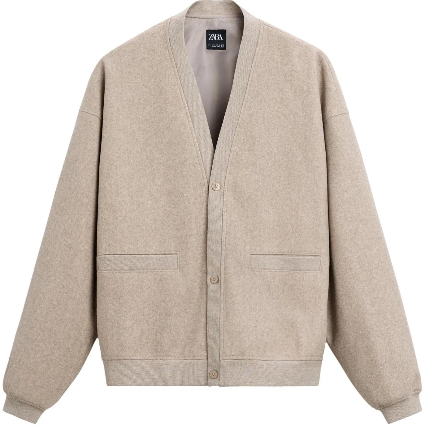 Мужской кардиган с V-образным вырезом Knitwear ZARA, Beige