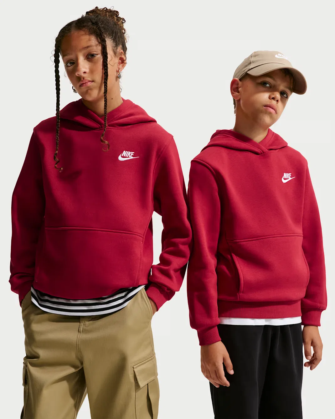 Толстовка с капюшоном для детей постарше Nike Sportswear Club Fleece, Tough Red/White