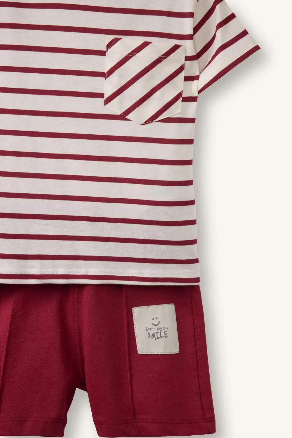 Комплект трикотажный с полосками 2 piece regular fit Defacto, бордовый — фото 3