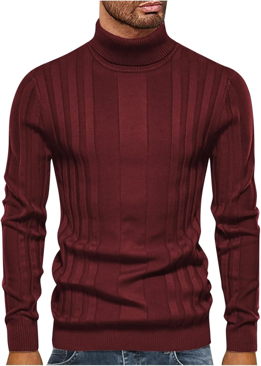 

Свитер с воротником-стойкой для мужчин, теплый вязаный