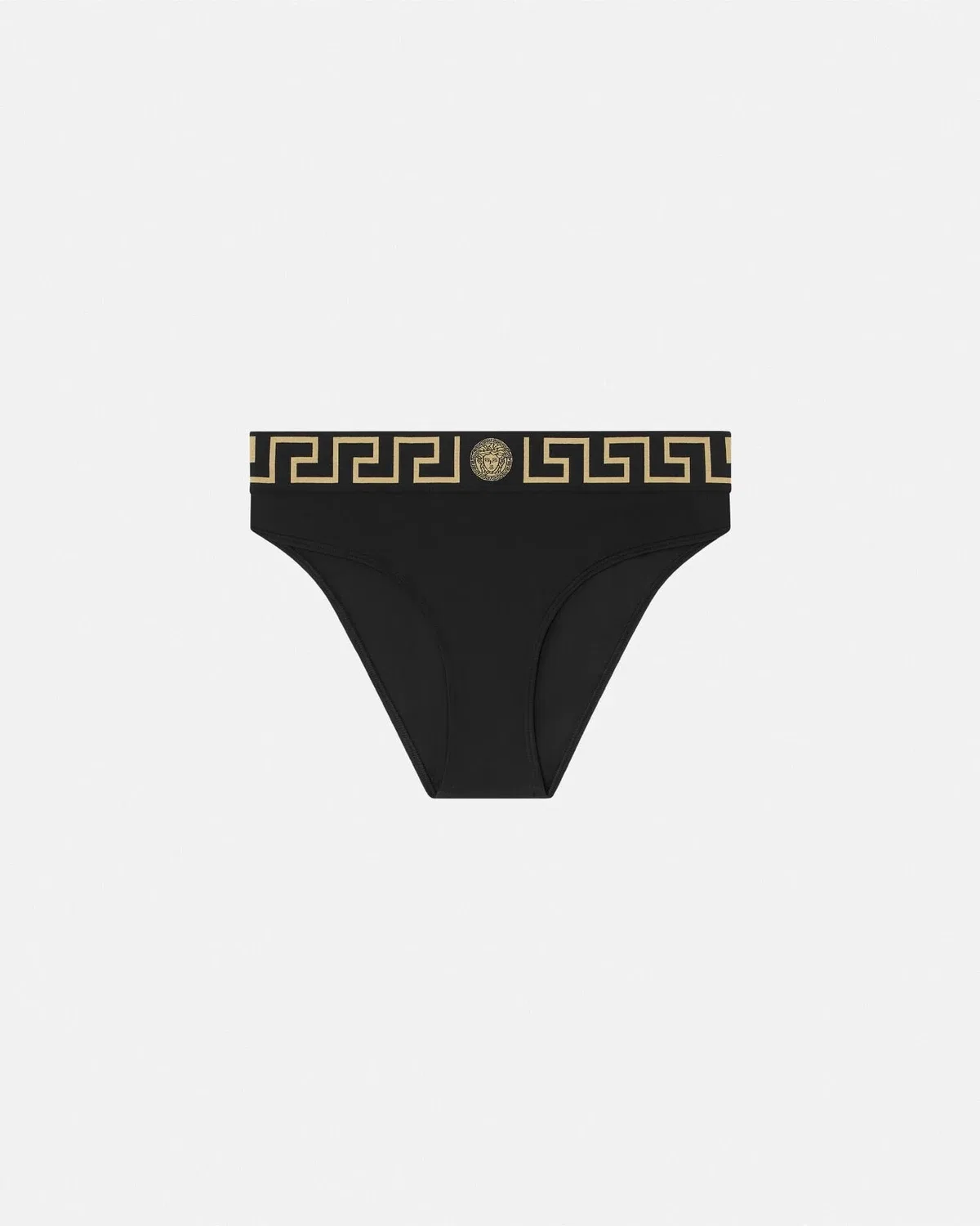 Плавки-бикини с узором Greca VERSACE, черный
