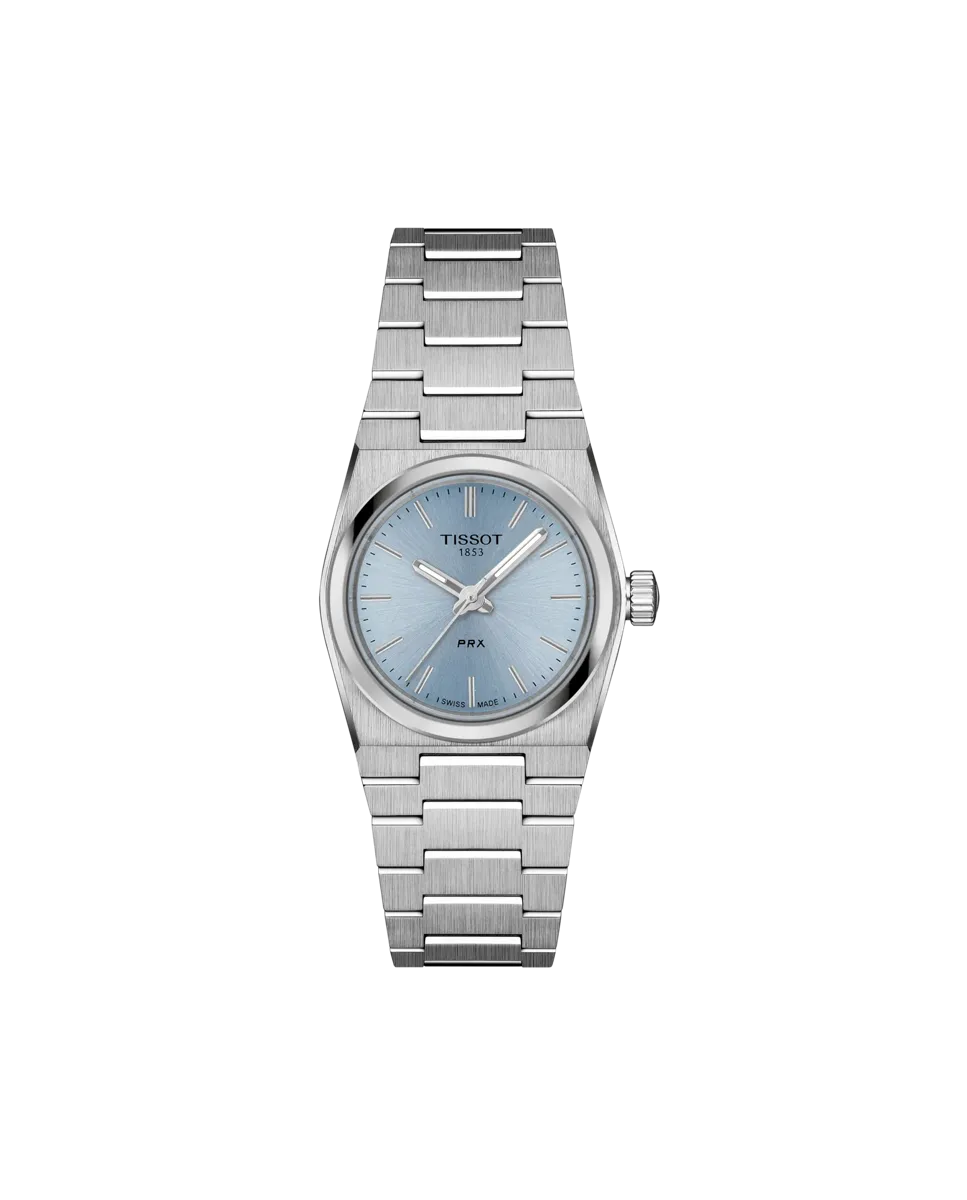 

Женские кварцевые стальные часы PRX с синим циферблатом Tissot, серебряный