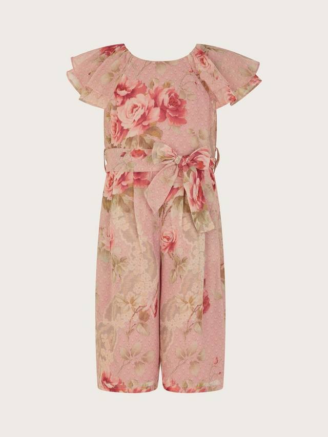 

Детский комбинезон с оборками в цветочек Monsoon, цвет Dusky Pink