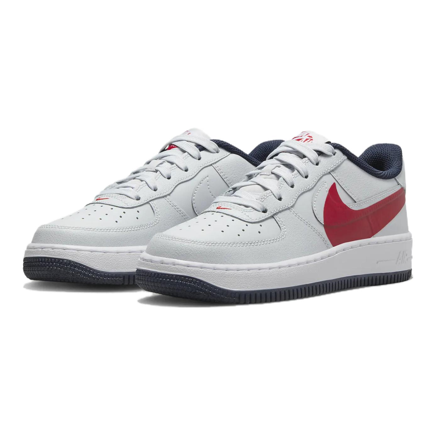 Nike Air Force 1 Амортизация Устойчивость к истиранию Дышащие Низкие Детские Скейтбординг Кроссовки Серый Красный — фото 3