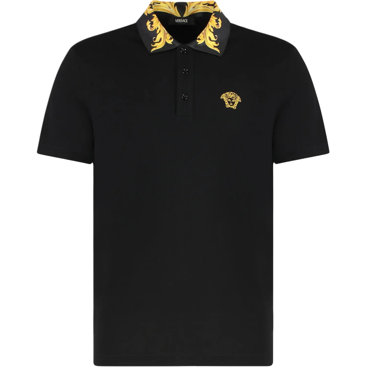 Поло с узорчатым воротником Medusa VERSACE, черный