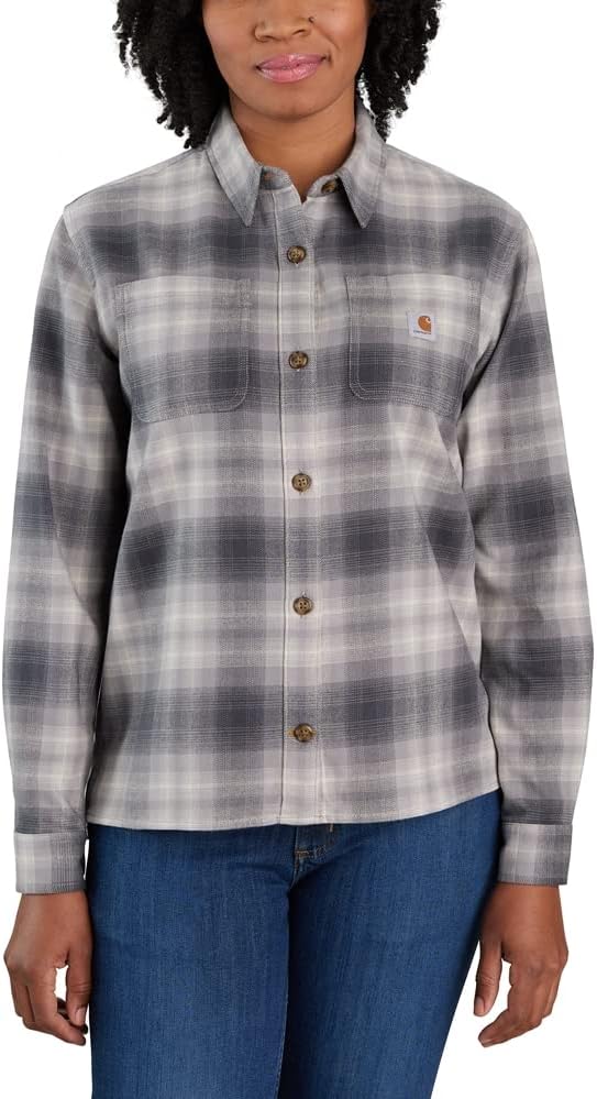 

Carhartt Women's 105574 Женская рубашка Rugged Flex Loose Fit Midweight Flanne, Asphalt
